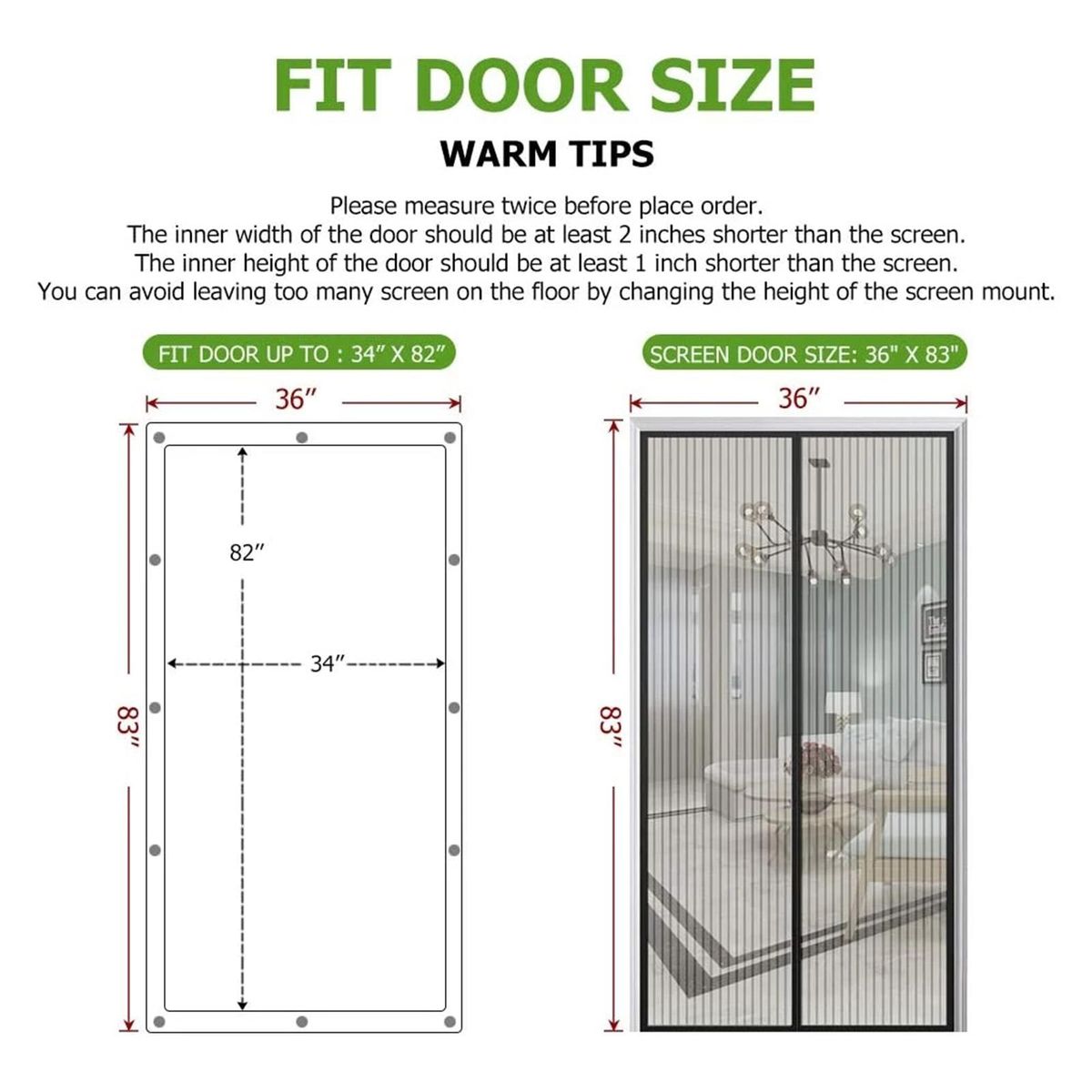 Magnetic Screen Door 39''X 83''Super Strong Fly Mesh Ultra Seal Anti Mosquito Curtain
