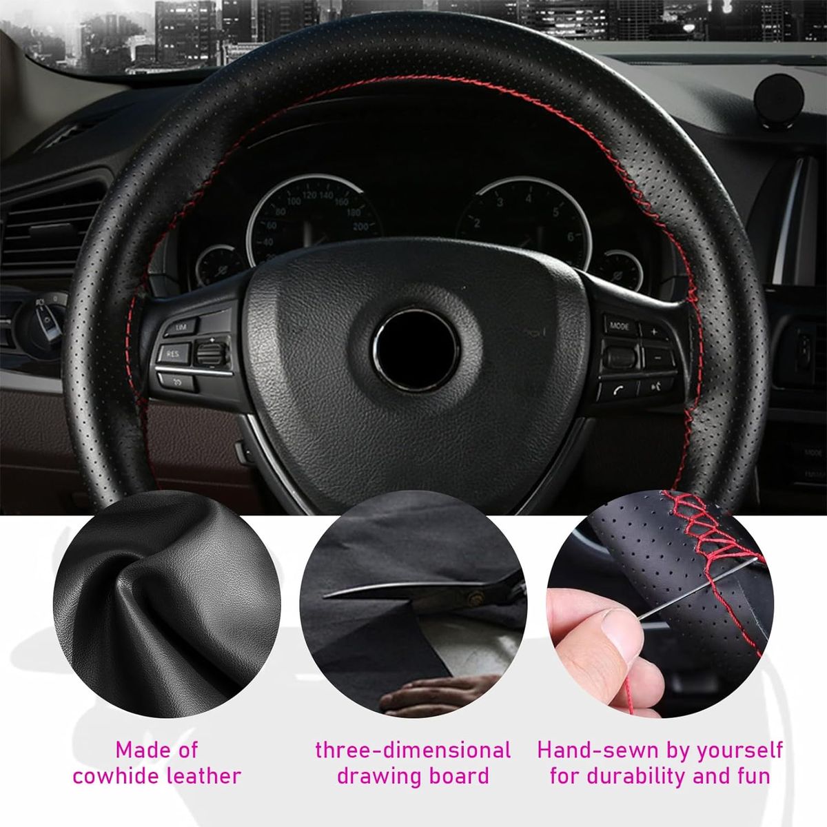 Car Steering Wheel Cover, Suitable For 38cm Steering Wheel