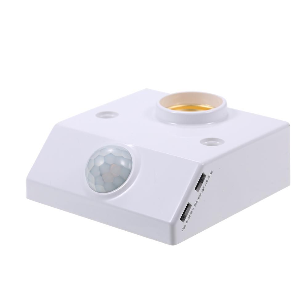 AC100-265V 50W(Max.) Mini PIR Motion Sensor E27 Lamp Base Socket Holder Adopted Sensitive 3 Levels Light Control / 3 Levels Adjustable Delay-time Infrared Human Technology for Lighting Fixture Lamp Living Room Bedroom Corrido