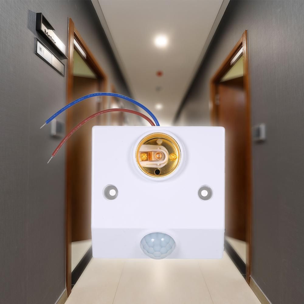 AC100-265V 50W(Max.) Mini PIR Motion Sensor E27 Lamp Base Socket Holder Adopted Sensitive 3 Levels Light Control / 3 Levels Adjustable Delay-time Infrared Human Technology for Lighting Fixture Lamp Living Room Bedroom Corrido