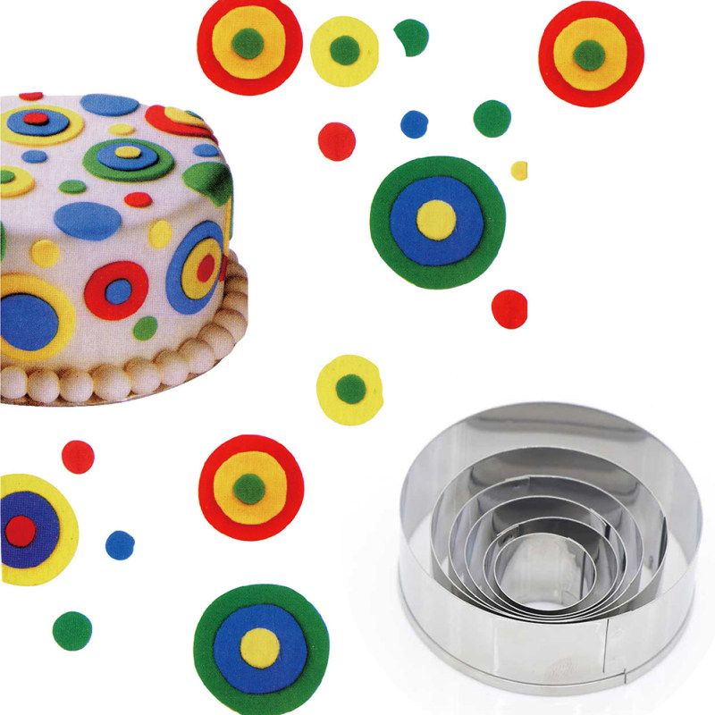 6Pcs/Set Round Shape Fondant Baking Mold Biscuit-Silver
