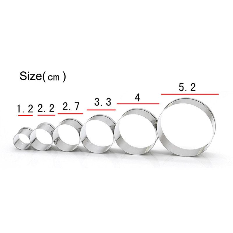6Pcs/Set Round Shape Fondant Baking Mold Biscuit-Silver