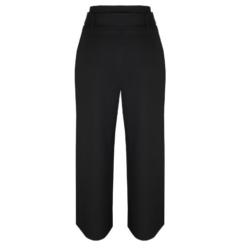 Wide Leg Belted Pants - Black