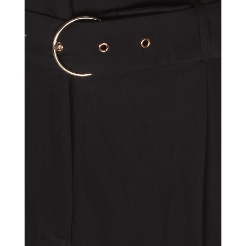 Wide Leg Belted Pants - Black
