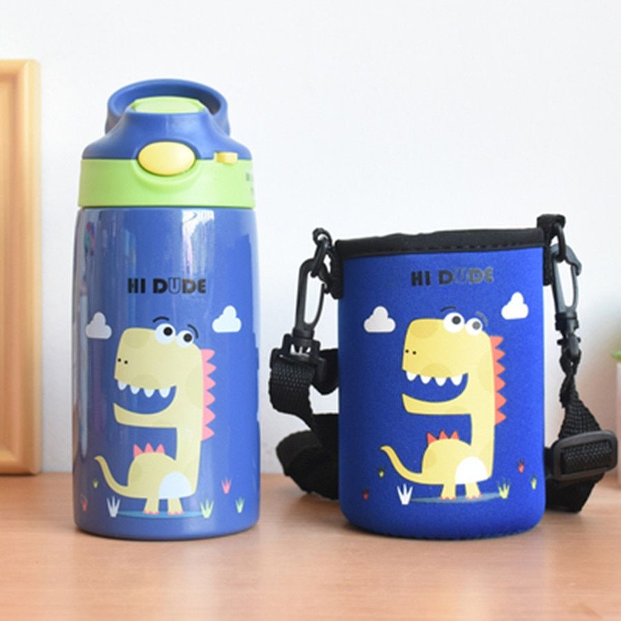 Children Water Bottle Steel Sales Flasks Powdered Baby's Milk Thermos Straw Vacuum Cute Stuff 316 Hot Cartoon Stainless Kettle