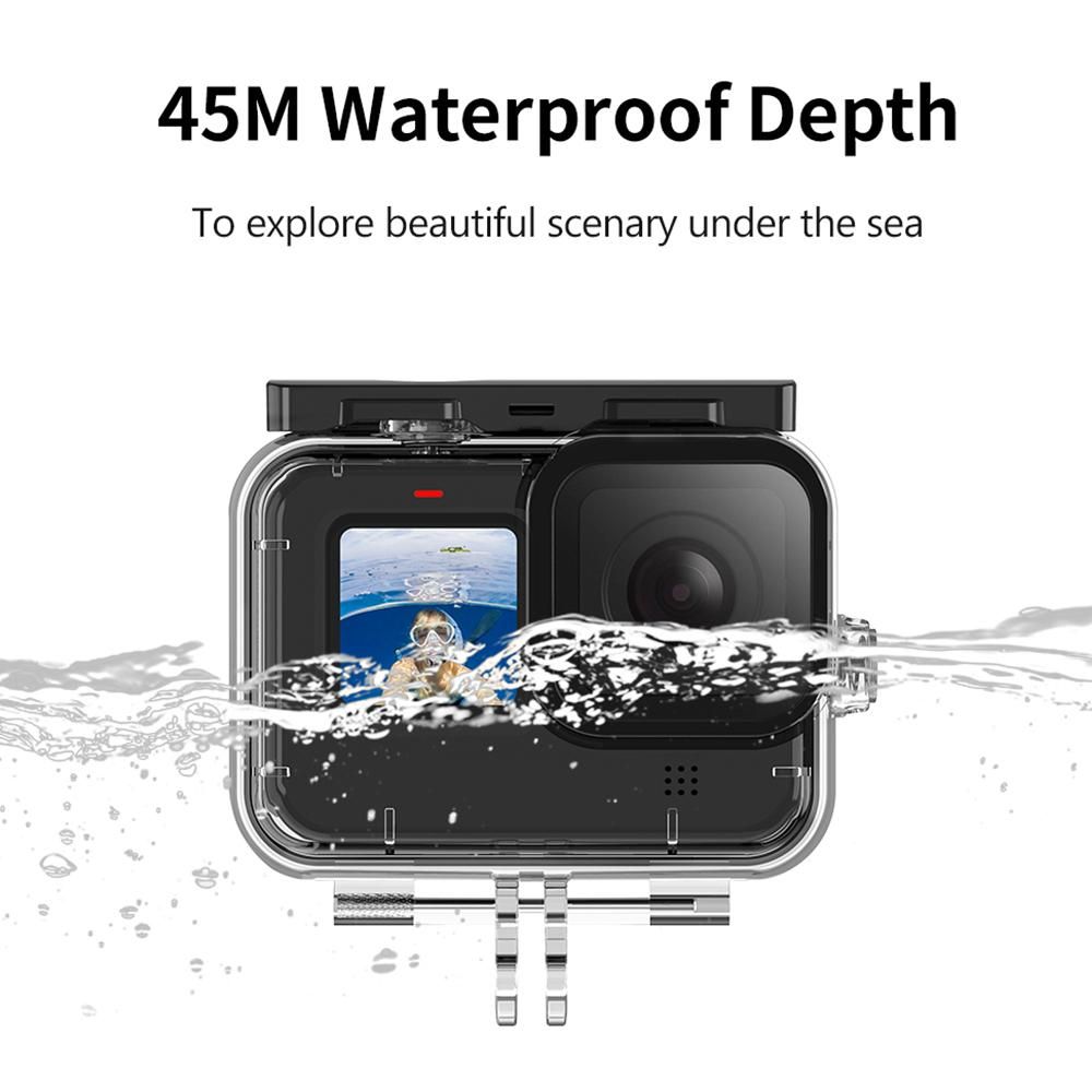 TELESIN Action Camera Protective Waterproof Case Cover Underwater 45m/148ft Diving Housing Underwater Accessories Replacement for GoPro Hero 9 10 Black Camera