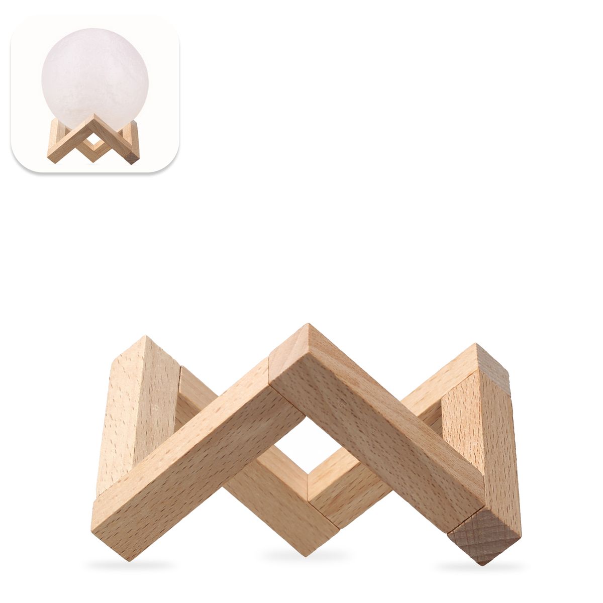 Wood Bracket Moon Lamp Holder Detachable Wooden Stand For 3D