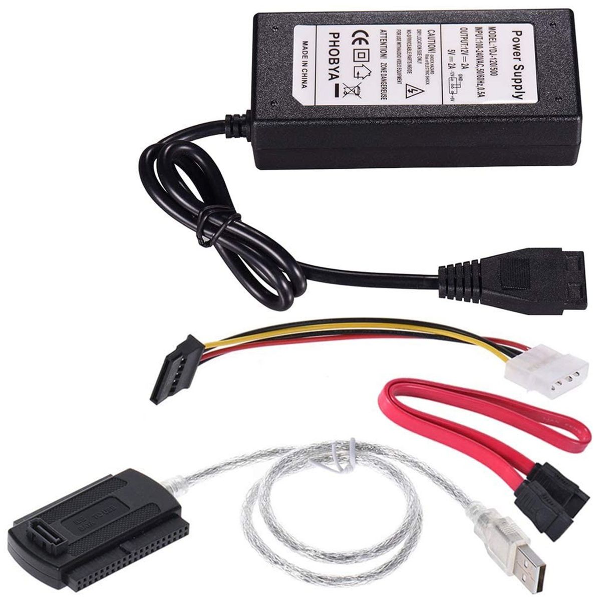 SATA PATA IDE Drive To USB 2.0 Adapter Converter Cable For Hard Drive Disk HDD 2.5 Inch 3.5 Inch With External EU Plug