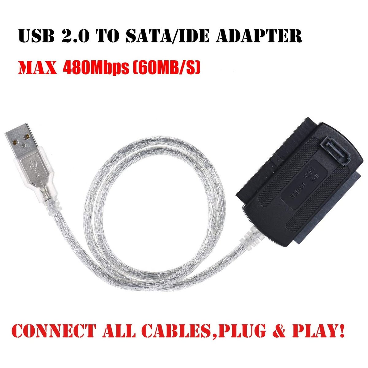 SATA PATA IDE Drive To USB 2.0 Adapter Converter Cable For Hard Drive Disk HDD 2.5 Inch 3.5 Inch With External EU Plug