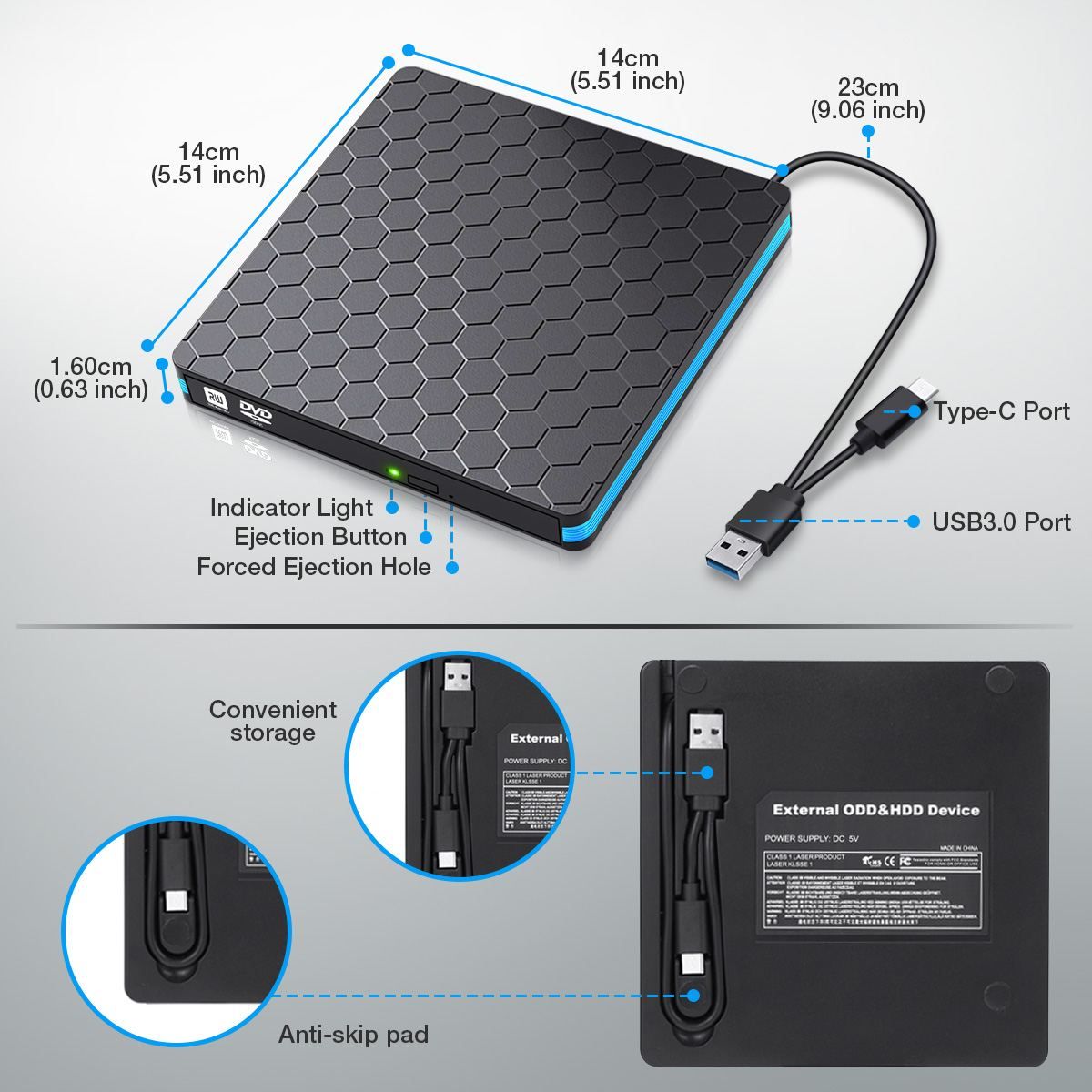 S SKYEE USB3.0 External Optical Drive CD DVD Burner 2K 3K DVD-RW Player Rewriter Data Transfer For PC Laptop Computer