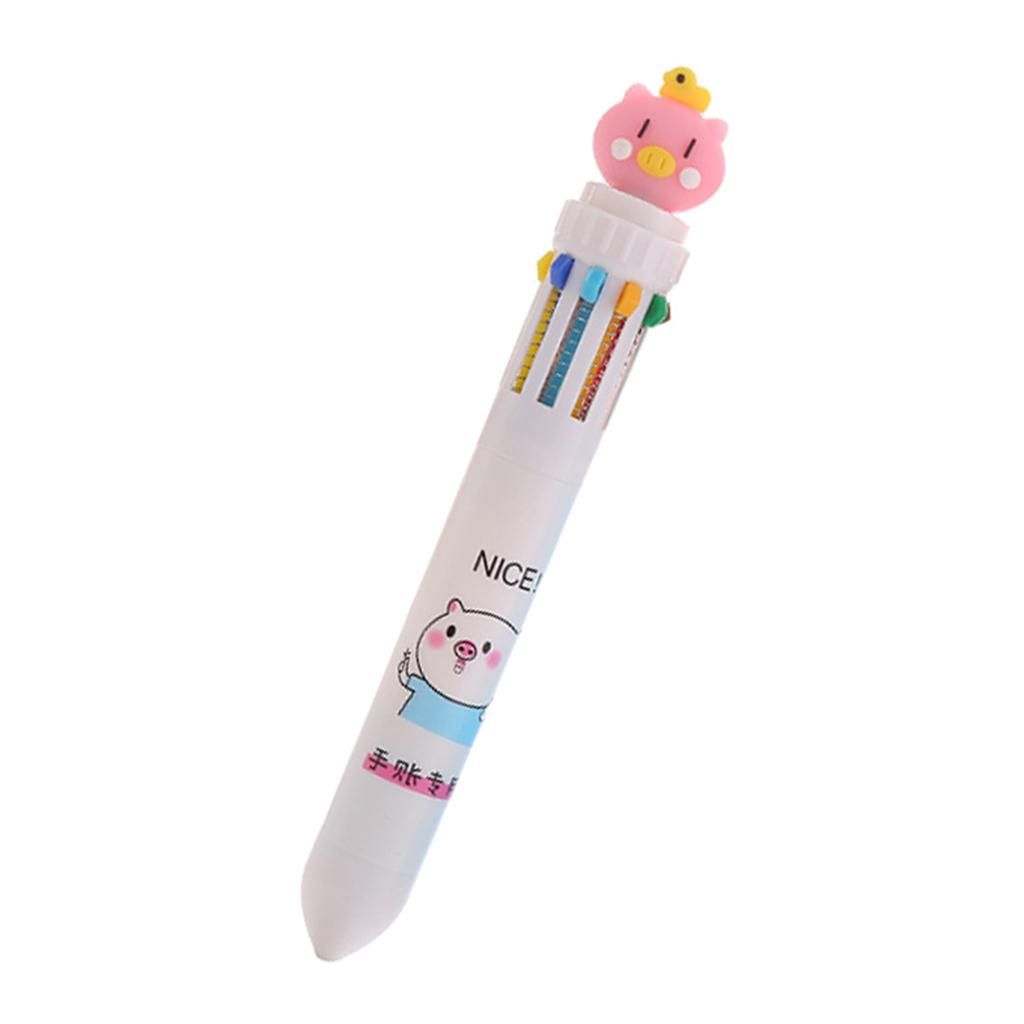 Smooth Writing Ballpoint Pen 10 In 1 Colors Ink Refills Kids White