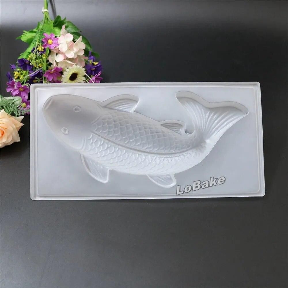 (5pcs/lot) Big Size fish carp cyprinoid Shape Semi-transparent PP cake pudding Chocolate Candy bread Mold for baking molds