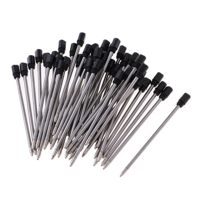 50 Pieces Druable 1mm Nib Rollerball Pen Refill,Writing Smoothly Black