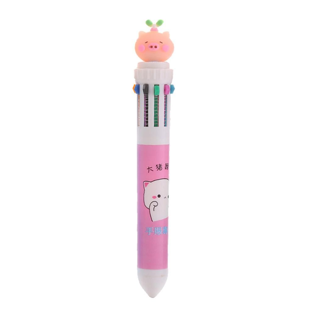 Attractive Ballpoint Pen 10 In 1 Colors  Ink Refill Bullet Pink