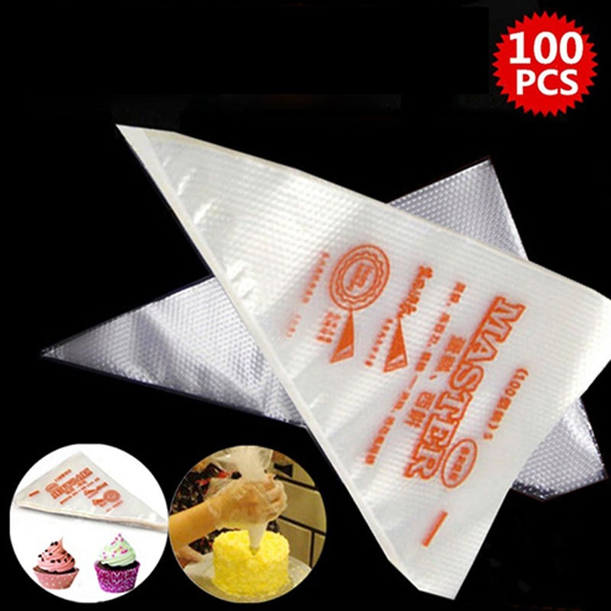 100Pcs Piping Bags Disposable Plastic Piping Icing Bags