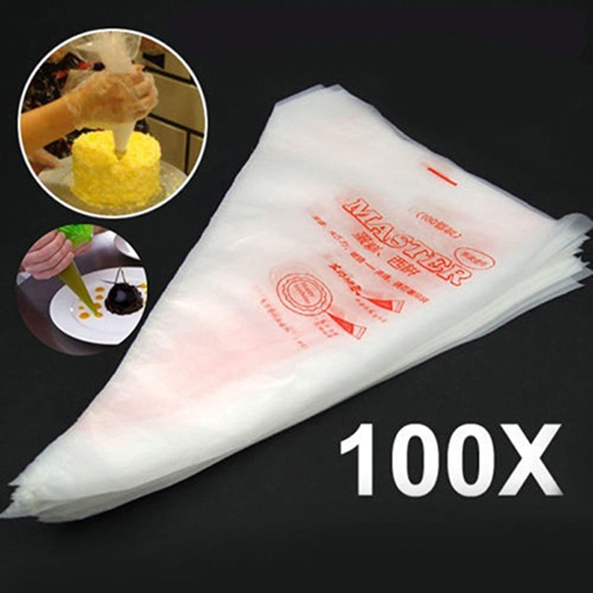 100Pcs Piping Bags Disposable Plastic Piping Icing Bags