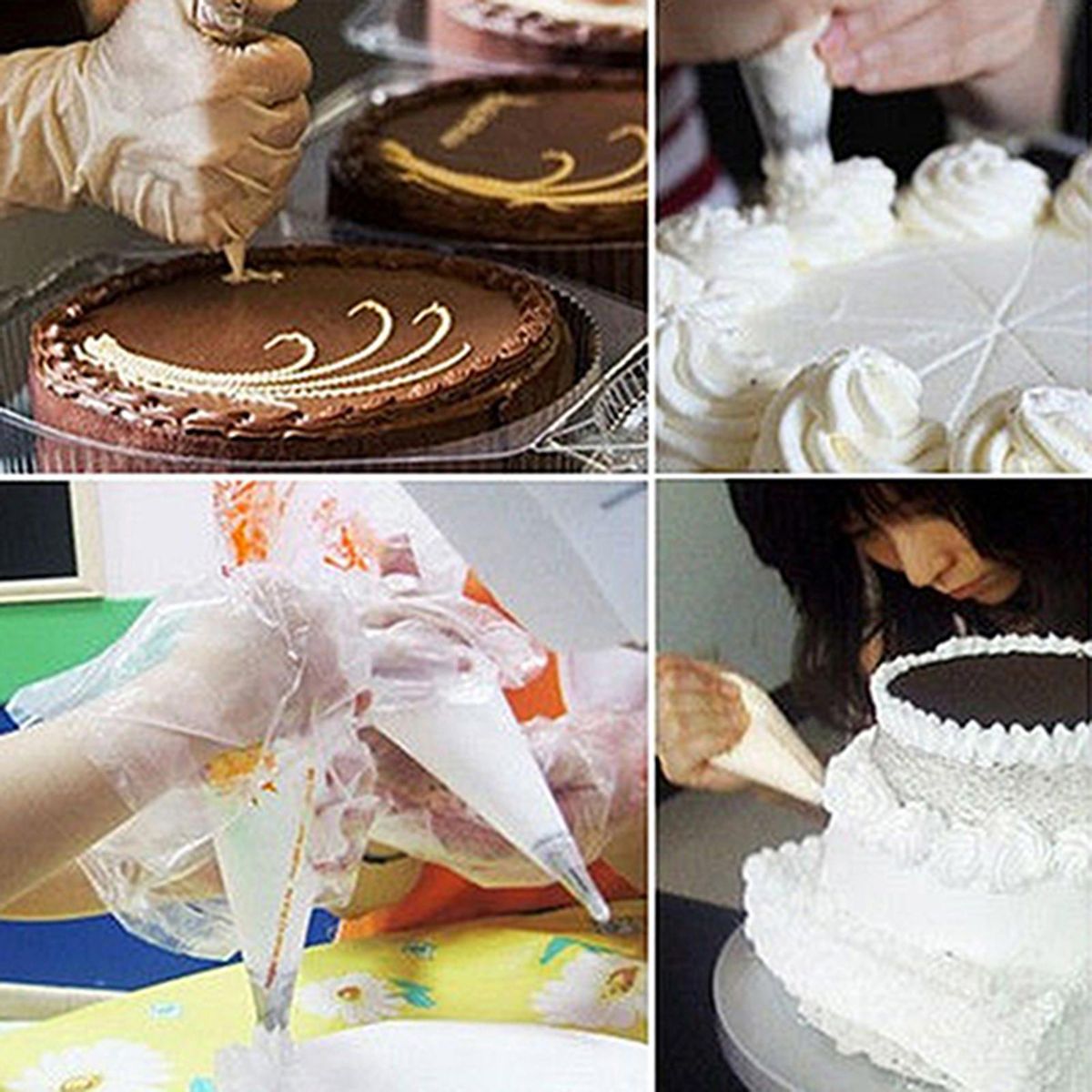 100Pcs Piping Bags Disposable Plastic Piping Icing Bags
