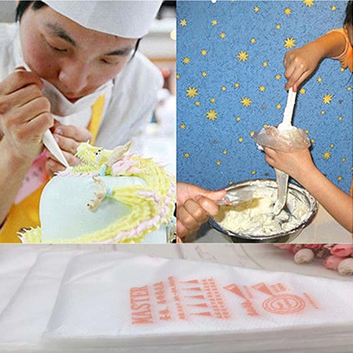 100Pcs Piping Bags Disposable Plastic Piping Icing Bags