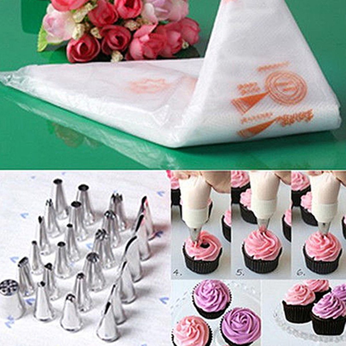 100Pcs Piping Bags Disposable Plastic Piping Icing Bags