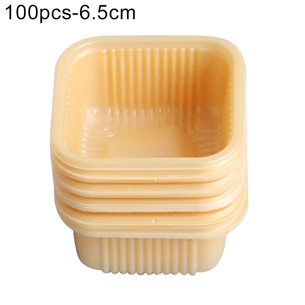 100Pcs Plastic Square Golden Moon Cake Package Box-Golden