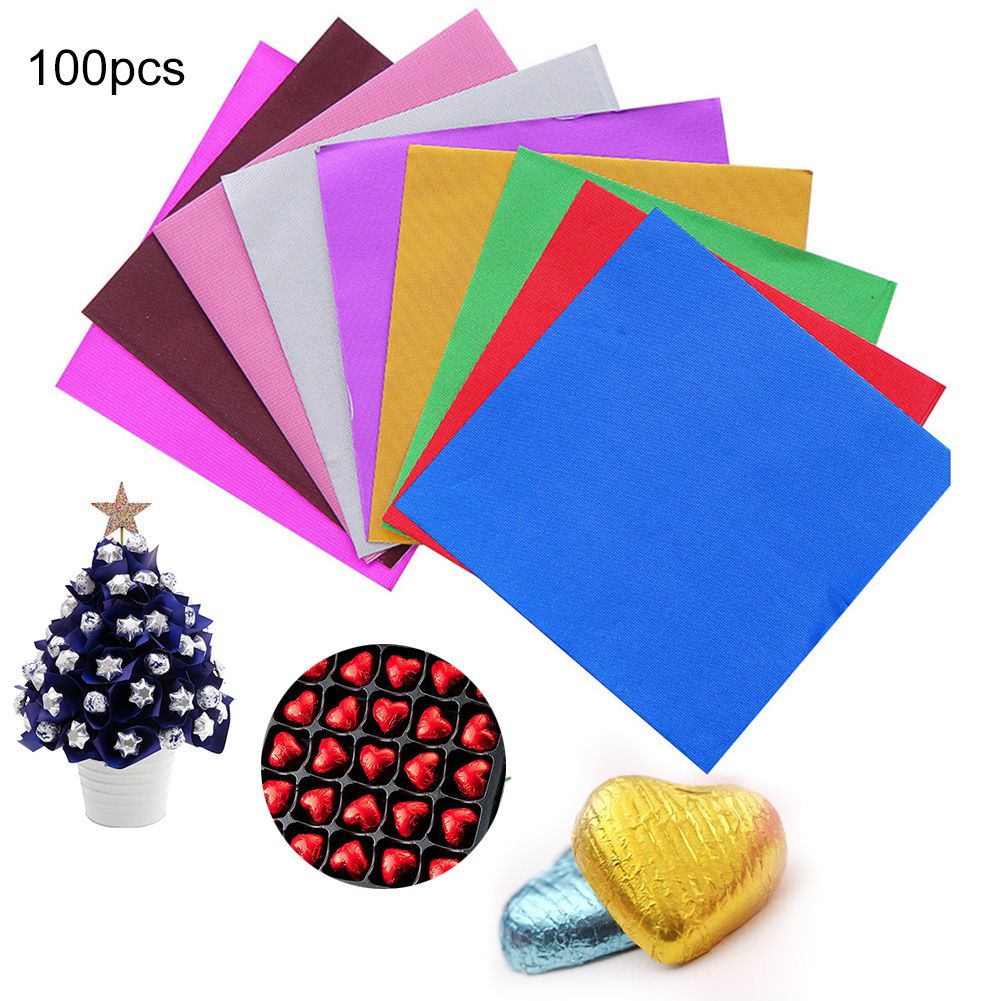 100Pcs 8cm Aluminum Foils Chocolate Candy Wrapping-Coffee