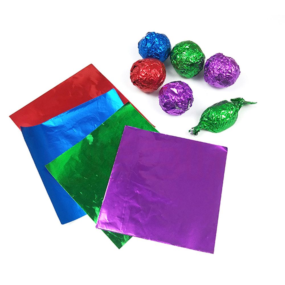 100Pcs 8cm Aluminum Foils Chocolate Candy Wrapping-Coffee