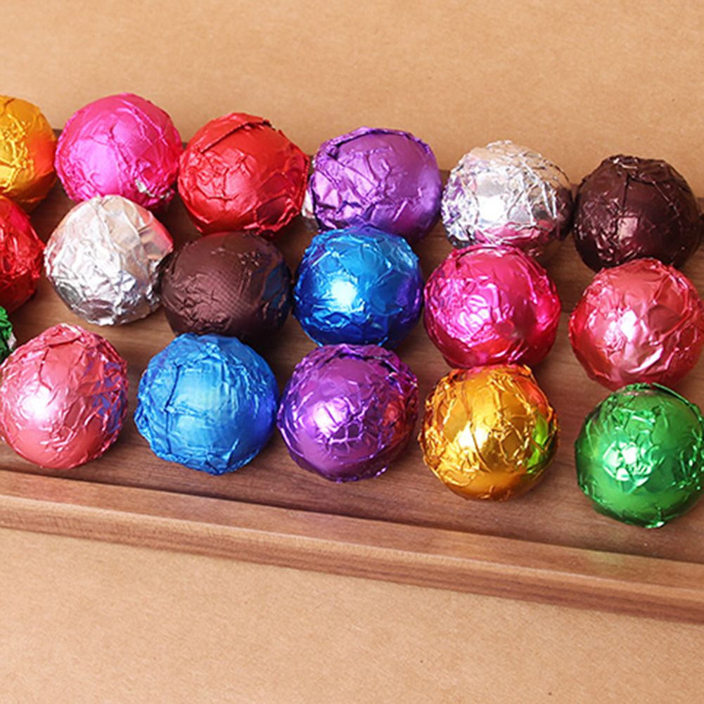 100Pcs 8cm Aluminum Foils Chocolate Candy Wrapping-Coffee