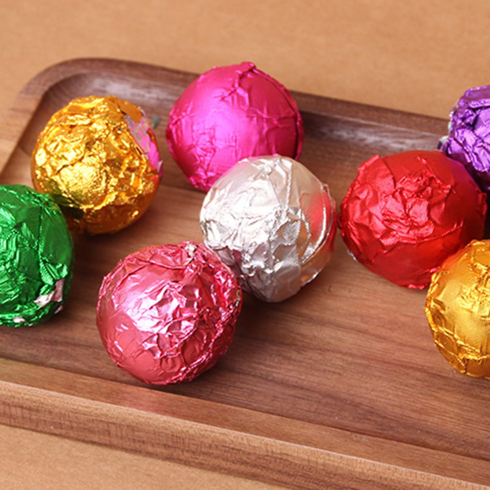 100Pcs 8cm Aluminum Foils Chocolate Candy Wrapping-Coffee