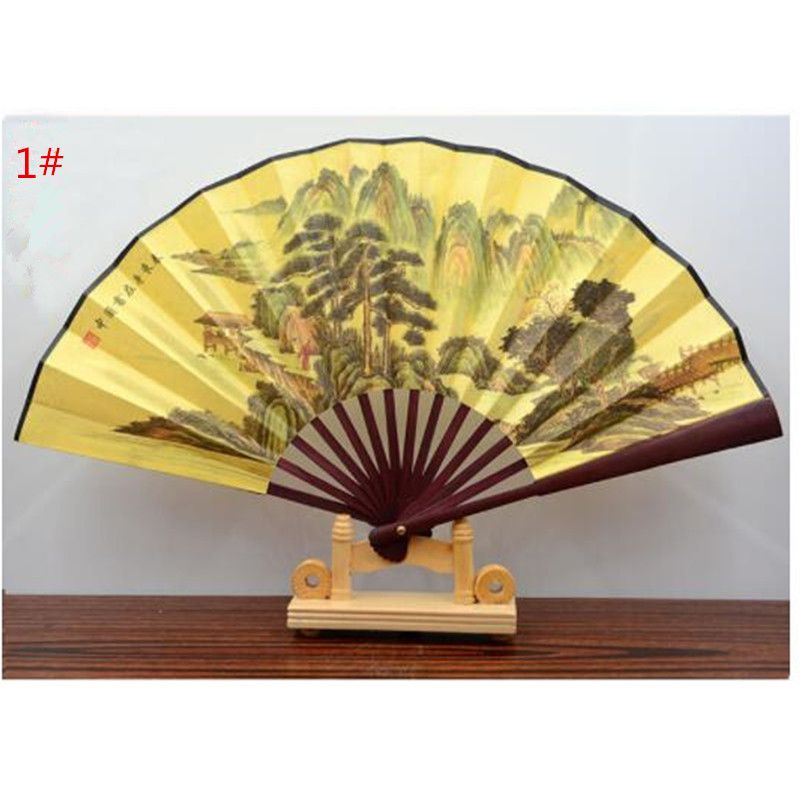 Fan Handmade Folding 1pc QLY9581 Fabric Bamboo Style Decoration Print Ribs Crafts Home Fan Hand Chinese