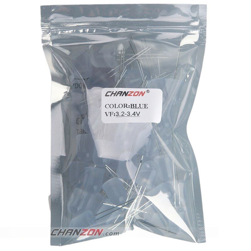 50pcs 10mm LED Diode Diffused Blue Round Top 20mA DC 3V Through Hole LED 10 Mm Light Emitting Diode Lamp Electronics Components