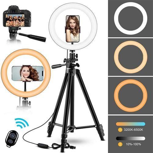 Adjustable Bluetooth Remote Control Tripod Selfie Stand with LED (3 Colors) Ring Light