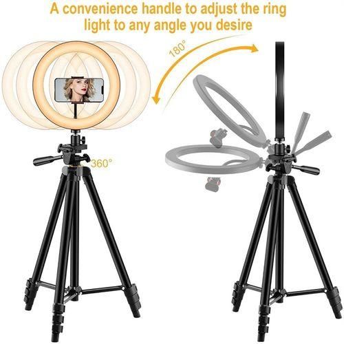 Adjustable Bluetooth Remote Control Tripod Selfie Stand with LED (3 Colors) Ring Light