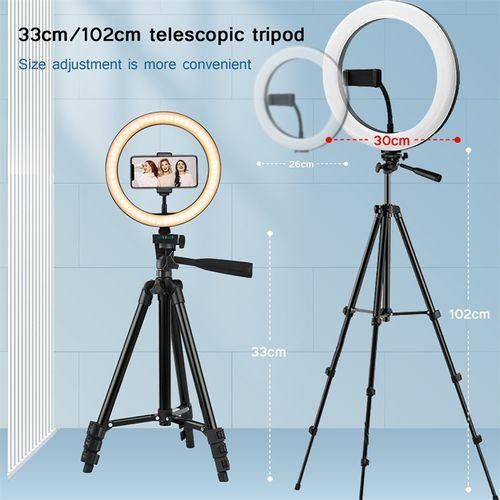 Adjustable Bluetooth Remote Control Tripod Selfie Stand with LED (3 Colors) Ring Light