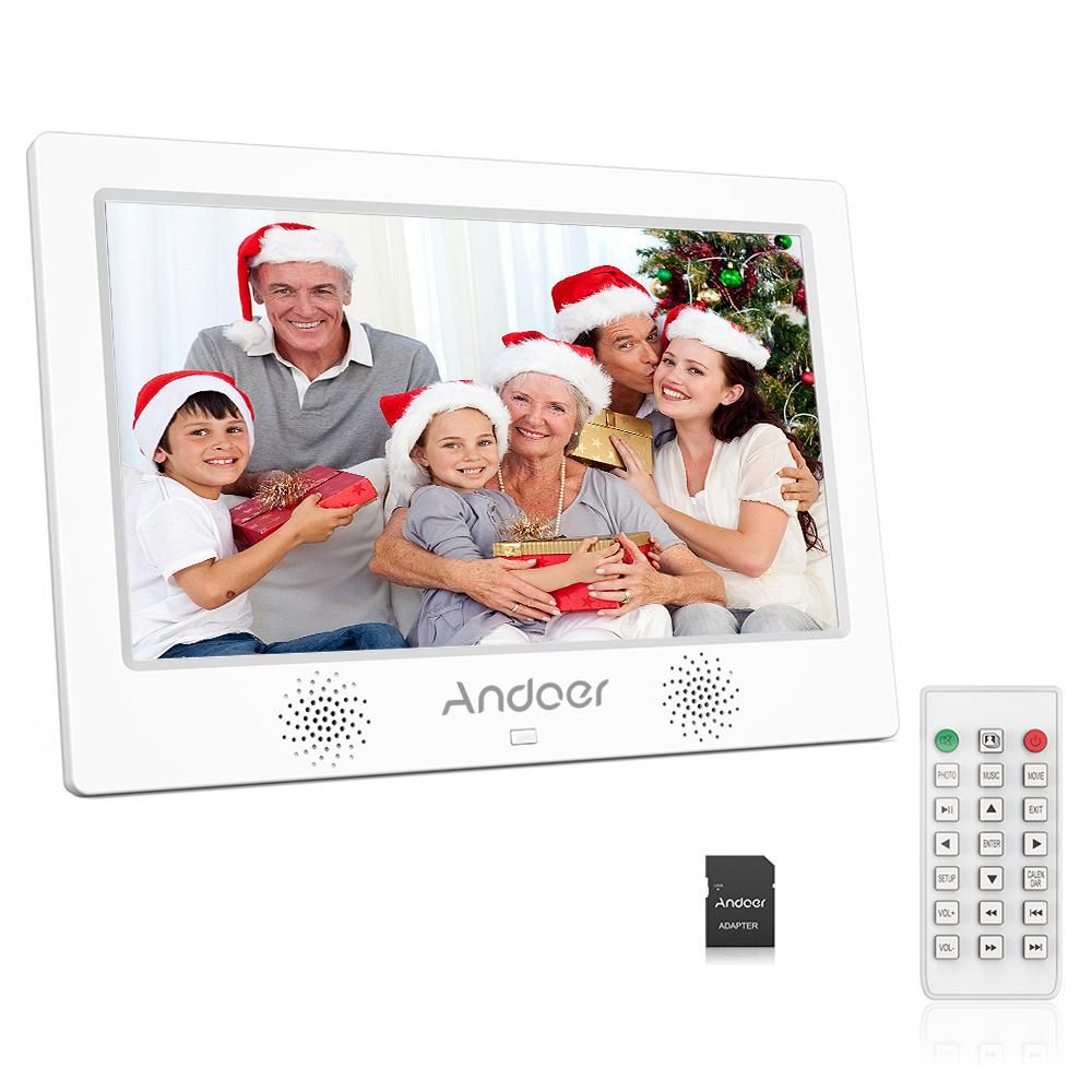 Andoer 10.1 Inch Digital Photo Picture Frame 1024*600 Resolution TFT-LED Screen Support Calendar/Clock/Alarm Clock/Photo/Music/Video with Remote Control 8GB Memory Card