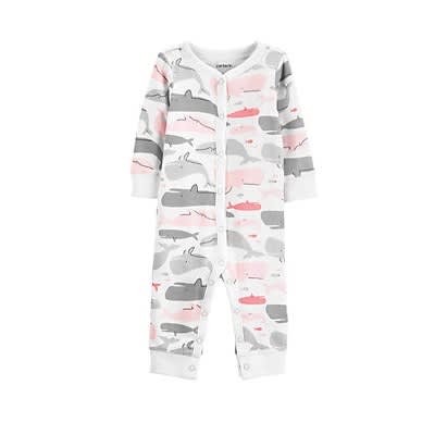 Baby Girls Shark Snap Up Romper Jumpsuit