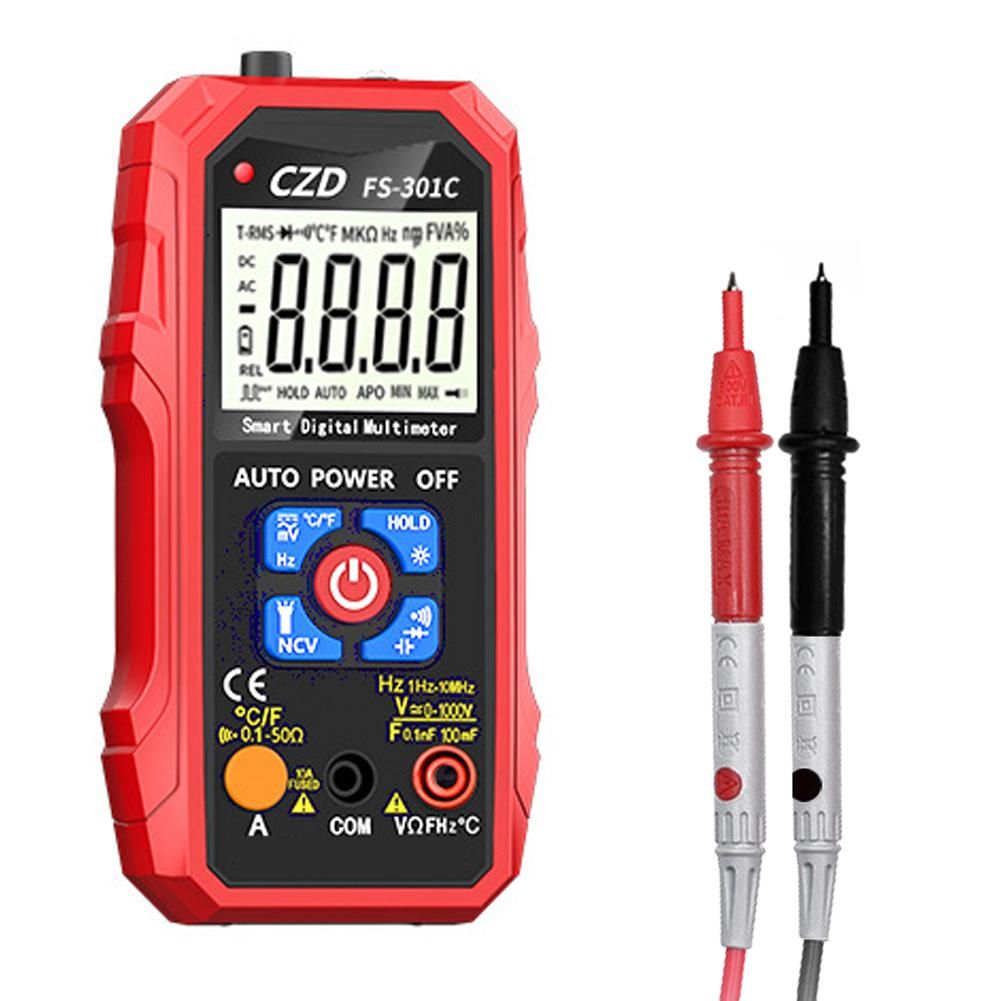 301C  Large Display Screen T-RMS Digital Intelligent Portable Multimeter with Backlight LED Flashlight Function NCV Direct Current AC Voltage Current Resistance Diode Capacitance Continuity Frequency Temperature Measurement M