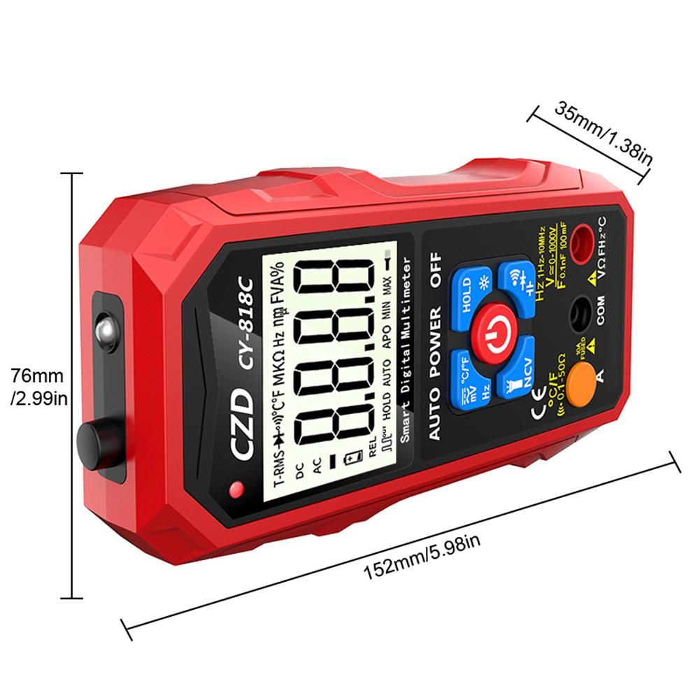 301C  Large Display Screen T-RMS Digital Intelligent Portable Multimeter with Backlight LED Flashlight Function NCV Direct Current AC Voltage Current Resistance Diode Capacitance Continuity Frequency Temperature Measurement M