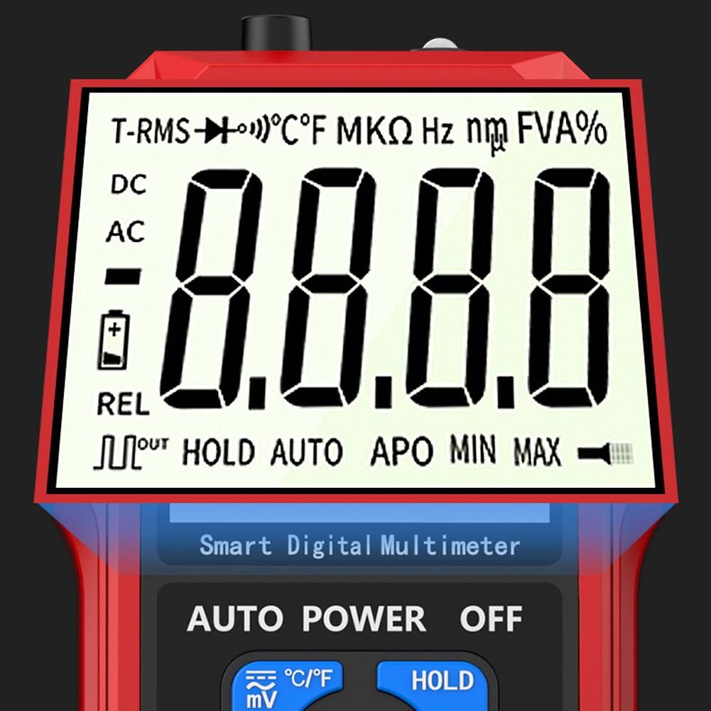 301C  Large Display Screen T-RMS Digital Intelligent Portable Multimeter with Backlight LED Flashlight Function NCV Direct Current AC Voltage Current Resistance Diode Capacitance Continuity Frequency Temperature Measurement M