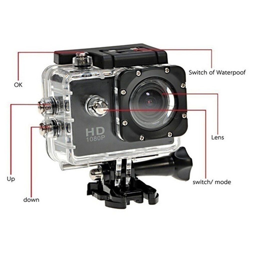 Action Camera 1080P 12MP Sports Full HD 2.0 Inch-Blue