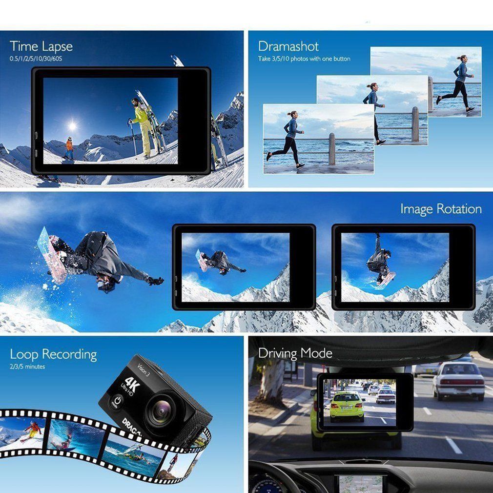 Action Camera 1080P 12MP Sports Full HD 2.0 Inch-Blue