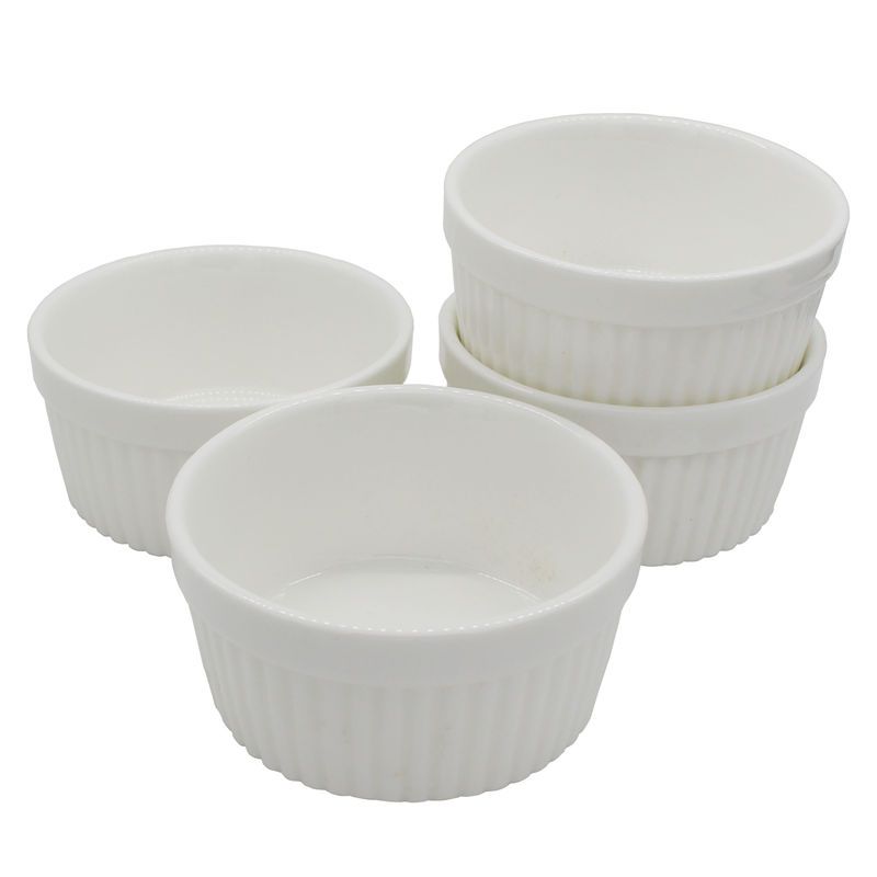 4 Pieces Porcelaine Ramekins Ceramic Pudding Mold Muffin
