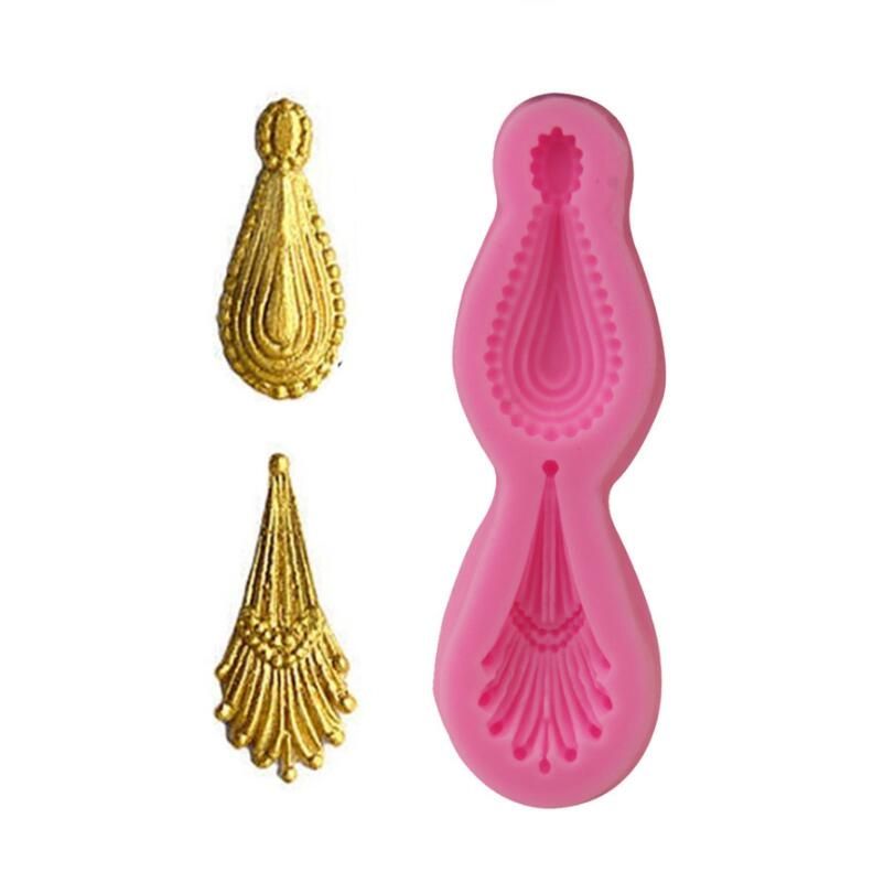 2 PCS Gemstone Pendant Silicone Mold Fondant Chocolate Mold DIY Baking Cake Decorating Edge Tool 8.9x2.9x1 Cm