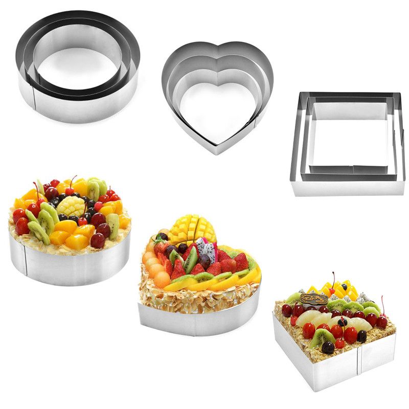 3 Pcs Set Stainless Steel Mousse Ring Mold Cookie Cutter