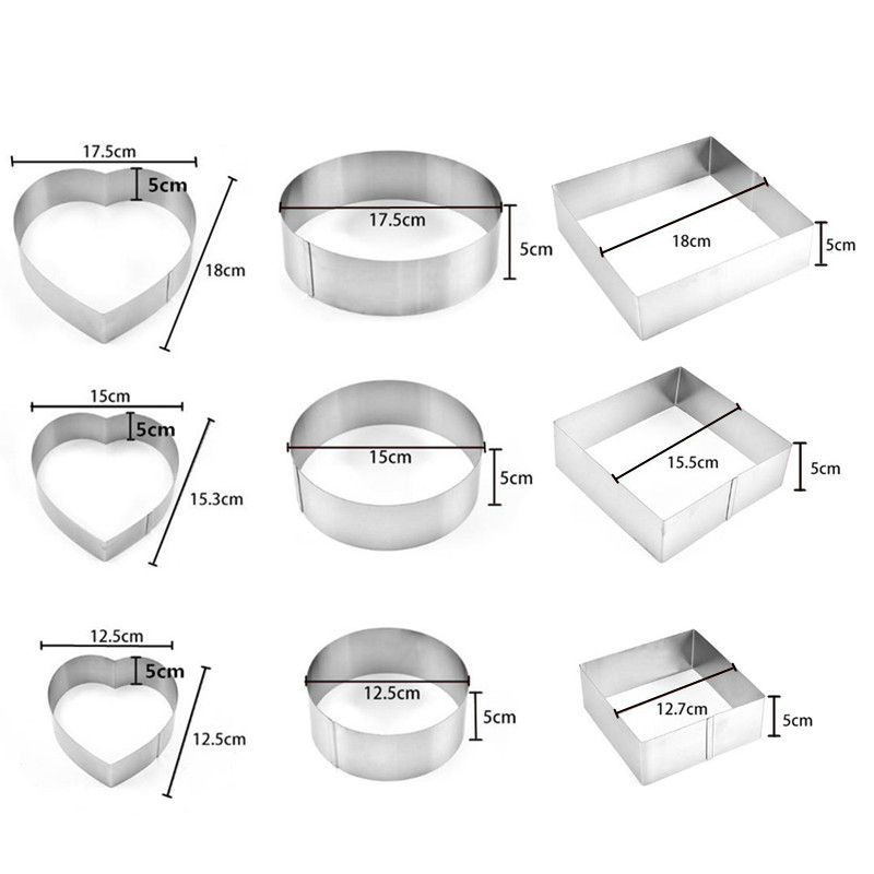 3 Pcs Set Stainless Steel Mousse Ring Mold Cookie Cutter