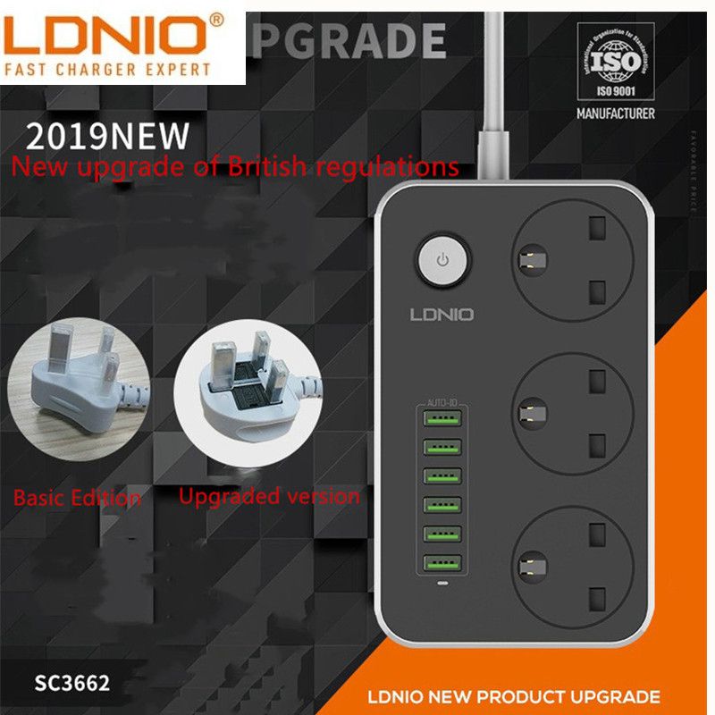 LDNIO UK Plug Smart Electrical Socket Extension Power Strip