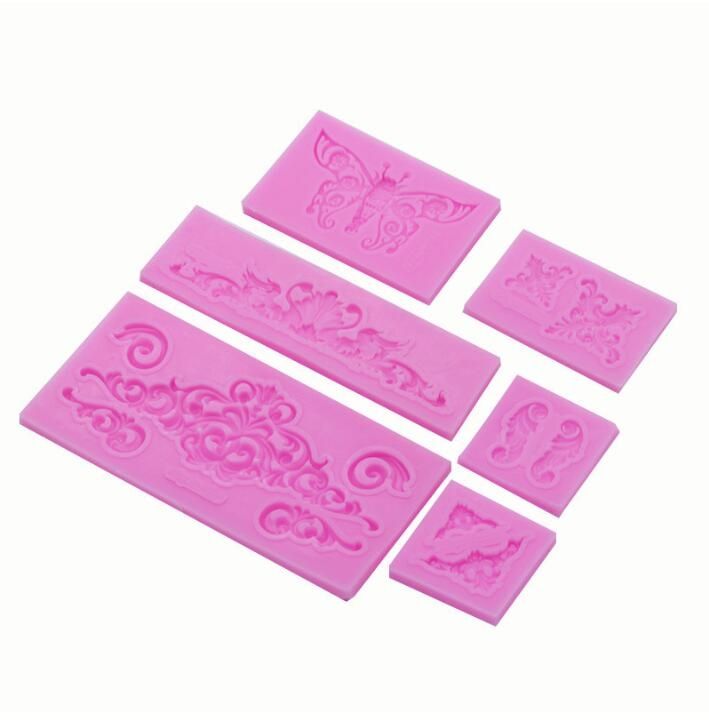 2 PCS Fondant Cake Silicone Mold Hollow Embossed Border Frame Retro Photo Frame Mould(No. 3 17-15)