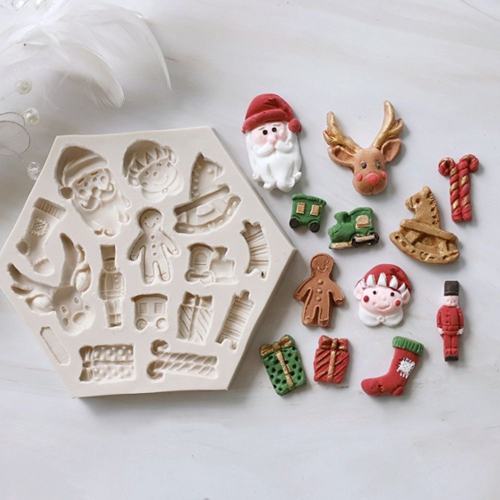 Elk Glacier Christmas Tree Fondant Cake Silicone Mold