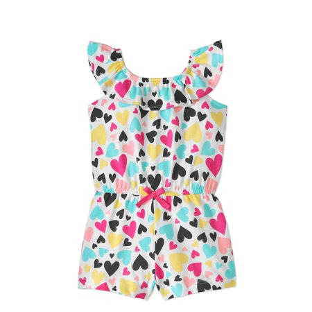 Toddler Girl Ruffle Knit Romper- Multi