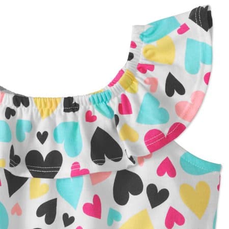 Toddler Girl Ruffle Knit Romper- Multi