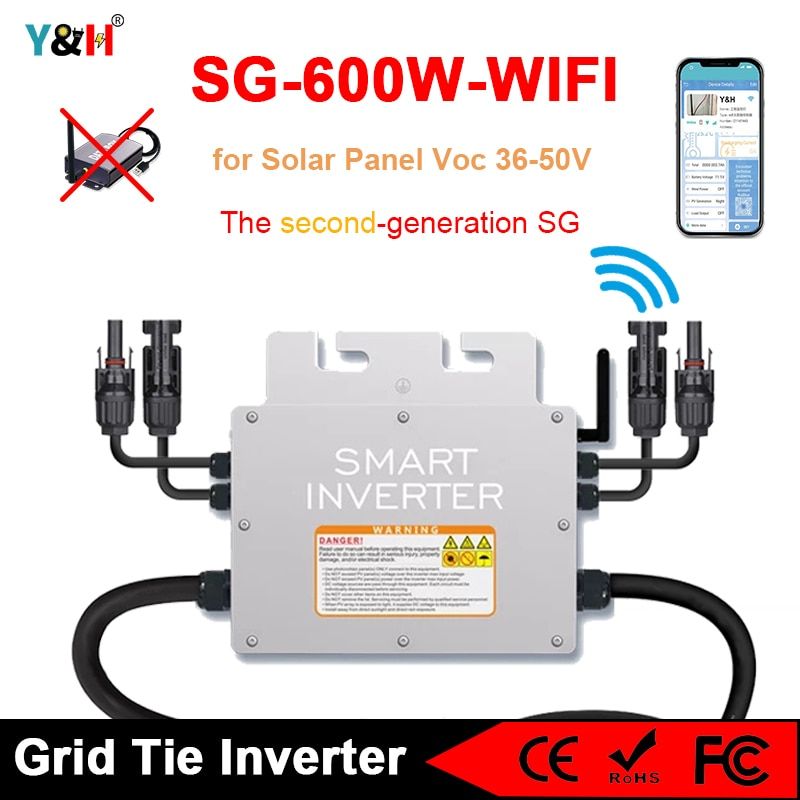 600W 700W Grid Tie Micro Inverter Waterproof MPPT With WIFI Communication Stackable DC30-60V Solar Input For 30V 36V PV Panel